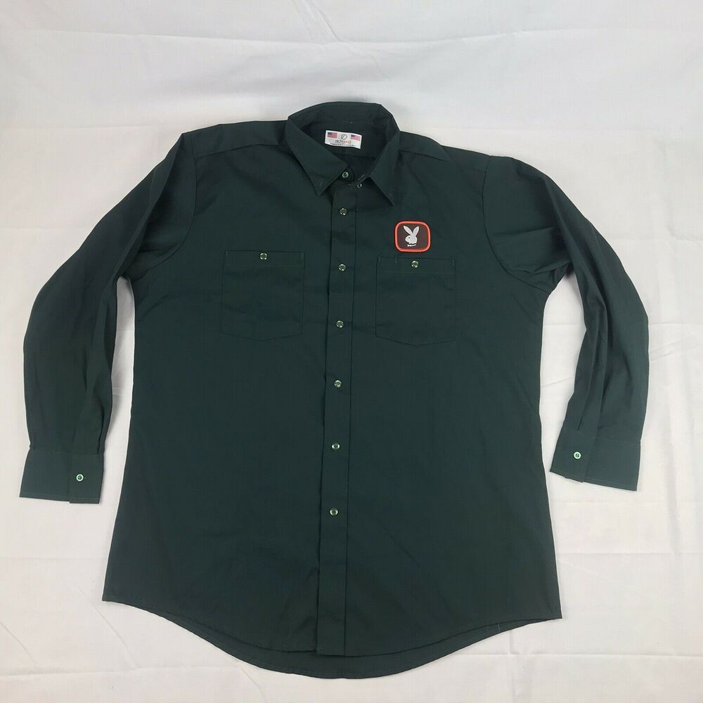 rare Men’s playboy snap long sleeve forest green xxl‎
